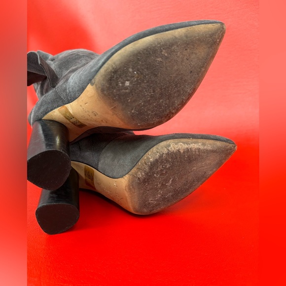 IRO Cidravol gray suede ruffle trimmed knee boots size 37 - Picture 11 of 15